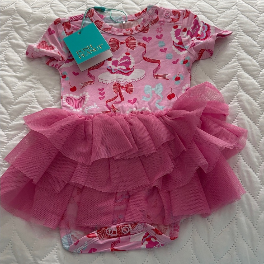 Posh Peanut Velentine Onesie with Tutu NWT